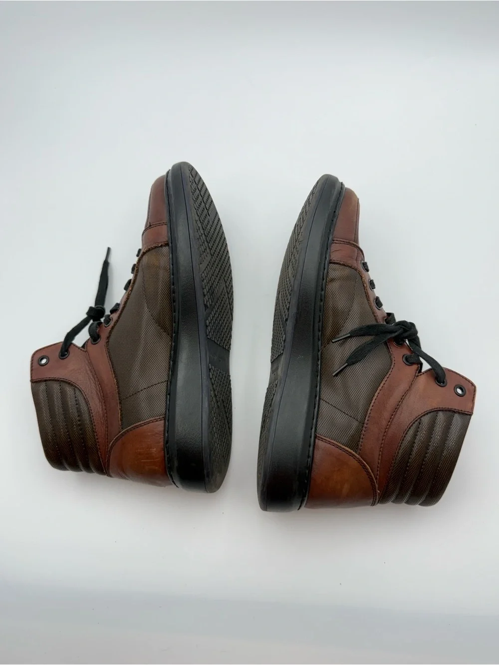 Karl Lagerfeld Paris Men’s Brown/Black Leather High Top Sneakers US 8.5 EU 41.5